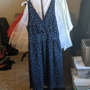Navy Polkadot Sleeveless Dress